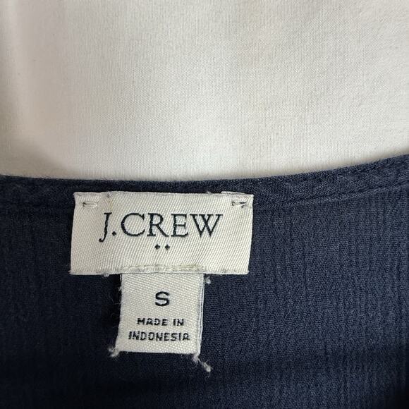 J Crew Women’s Rick rack Navy Blouse Size S 100% Cotton Summer - Picture 6 of 15